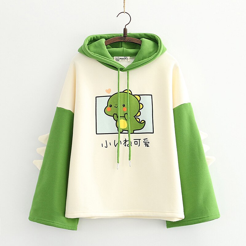 Cartoon Dinosaur Print Casual Cute Hoodies