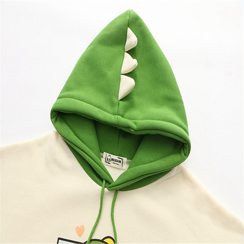 Cartoon Dinosaur Print Casual Cute Hoodies