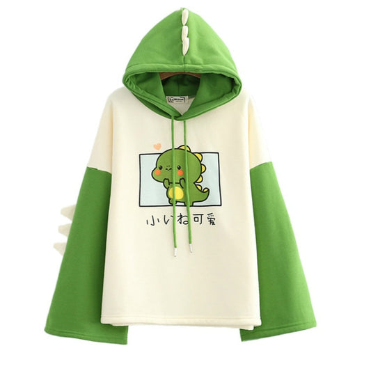 Cartoon Dinosaur Print Casual Cute Hoodies