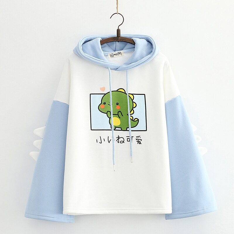 Cartoon Dinosaur Print Casual Cute Hoodies