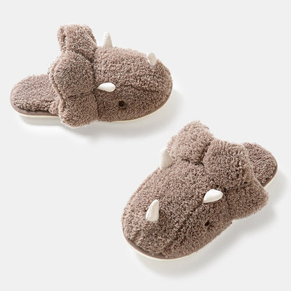 New Home Slippers Cute Shark Dinosaur Slippers Men Women Slides Couple Shoes 2022 Winter Flannel Thicke Warm Cotton Slippers