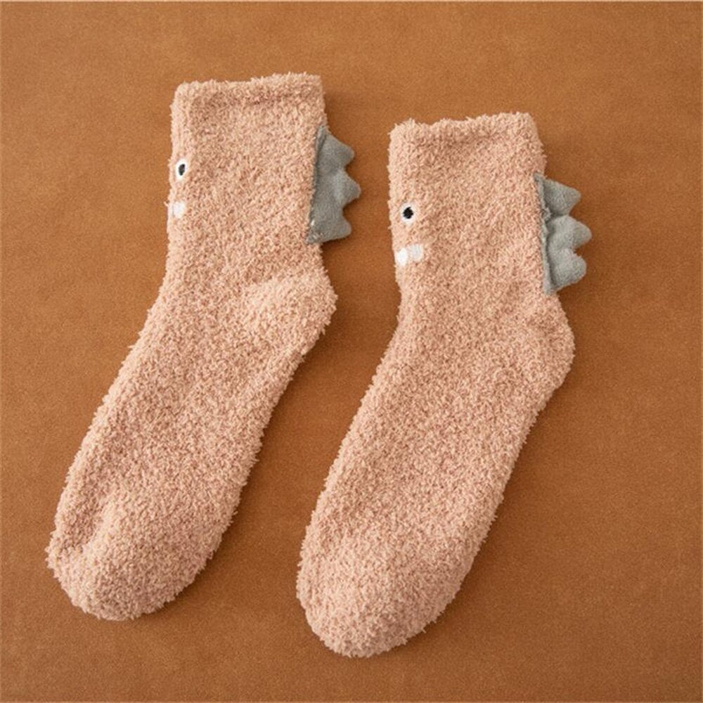 Dinosaurs City: New Funny 3D Little Dinosaur Fluffy Socks - Keeps Your Feet Warm and Cozy